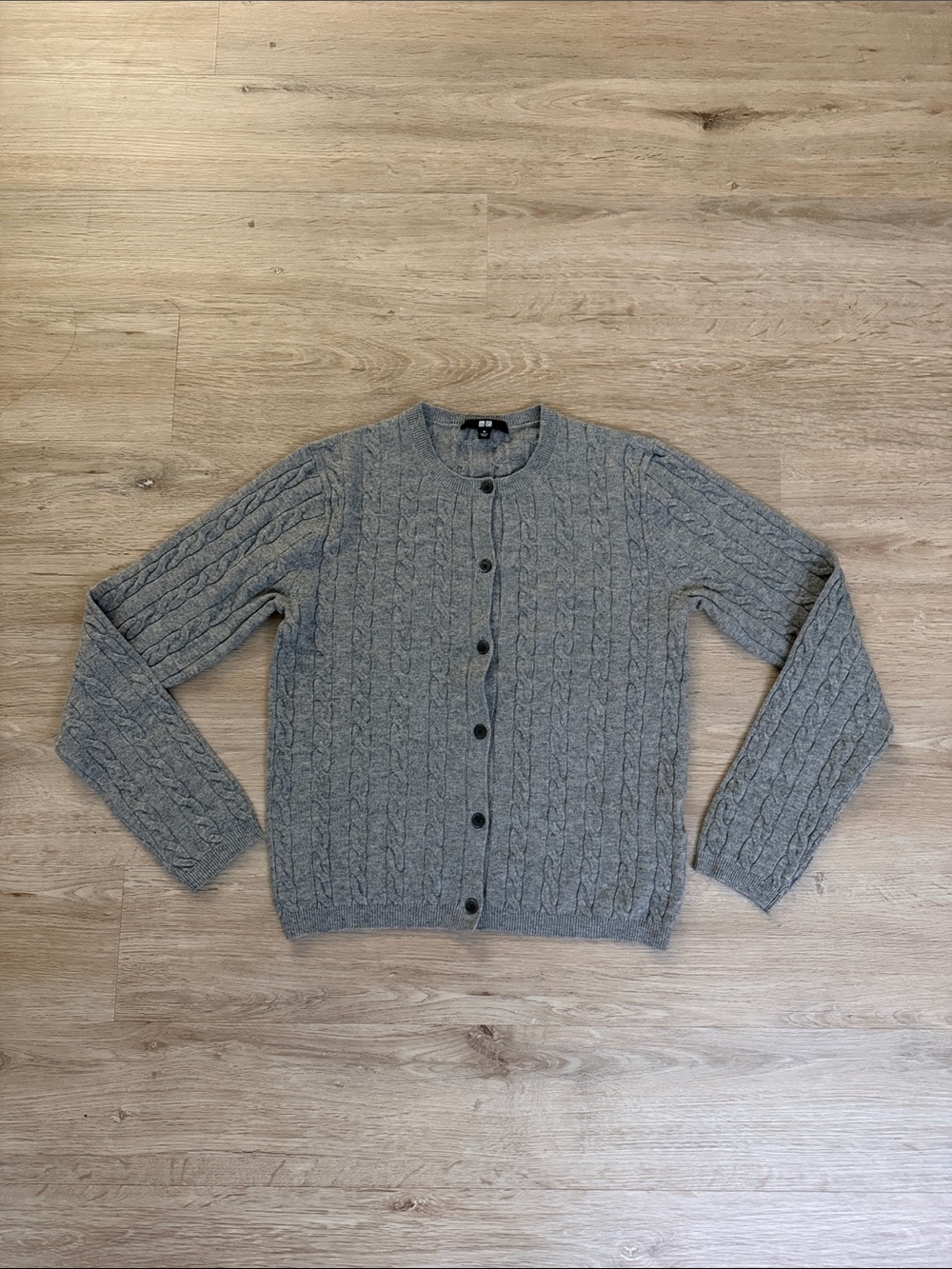 Uniqlo Women's Light Gray Cable-Knit Button Cardigan